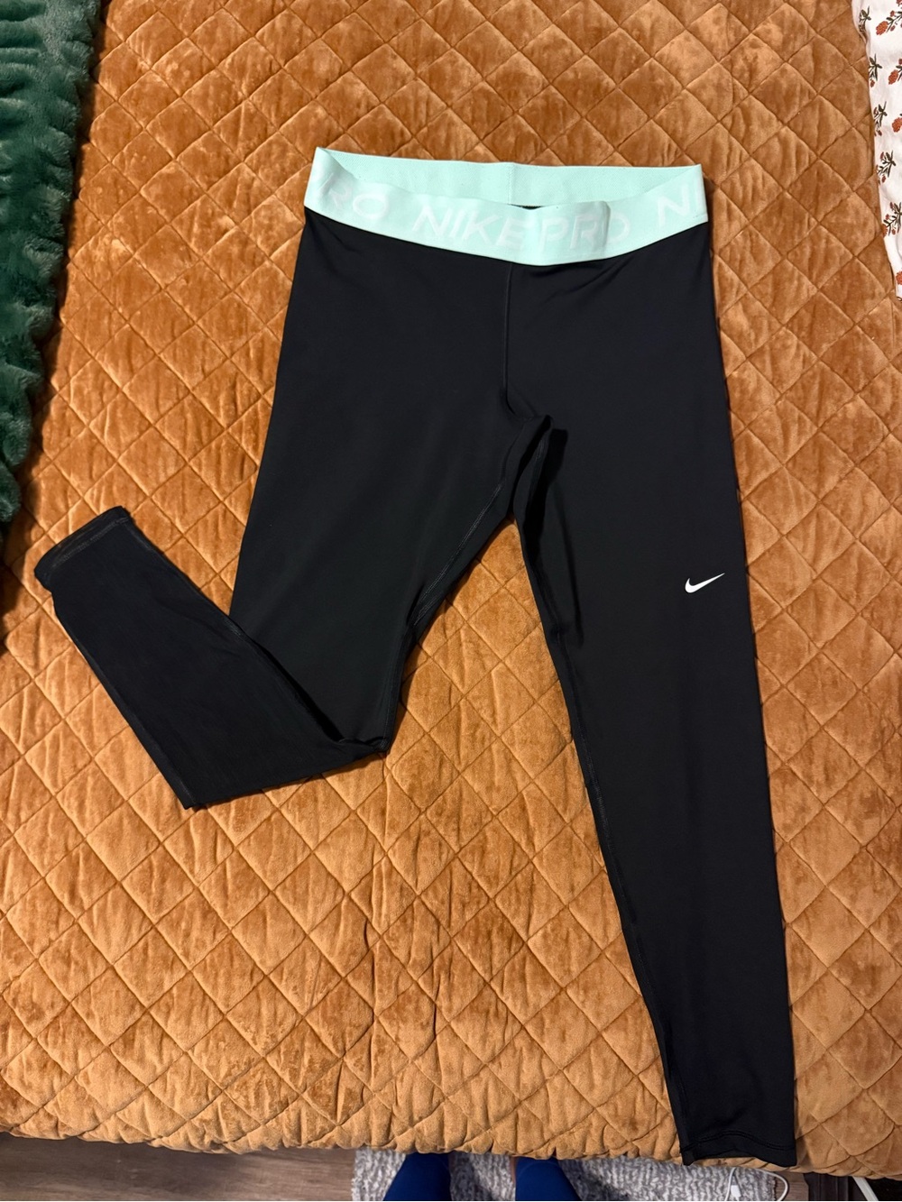 Nike Black Dri-FIT Leggings with Light Mint Branding